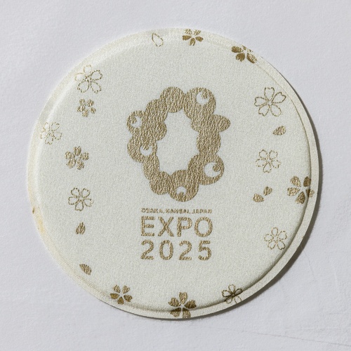 EXPO2025 公式ロゴ 金彩コースター 白