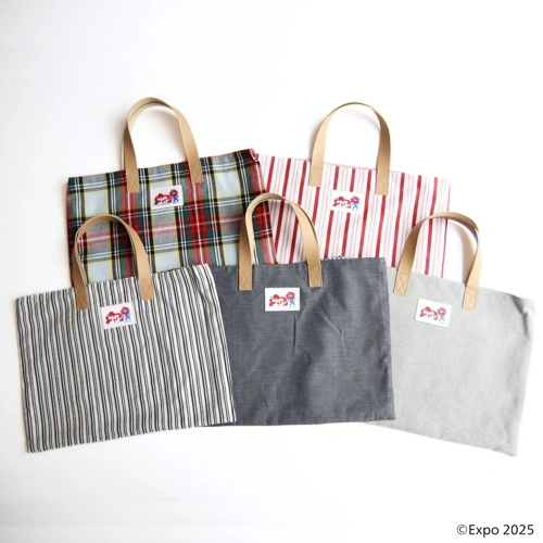 EXPO2025 ミャクミャク 播州織 横型 biscuit tote bag red stripe