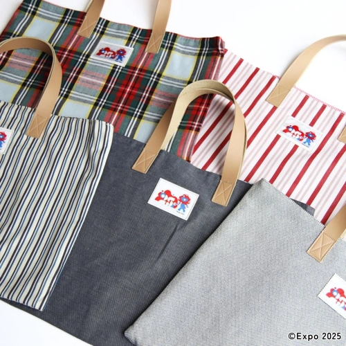 EXPO2025 ミャクミャク 播州織 横型 biscuit tote bag red stripe