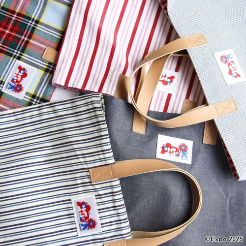 EXPO2025 ミャクミャク 播州織 横型 biscuit tote bag red stripe