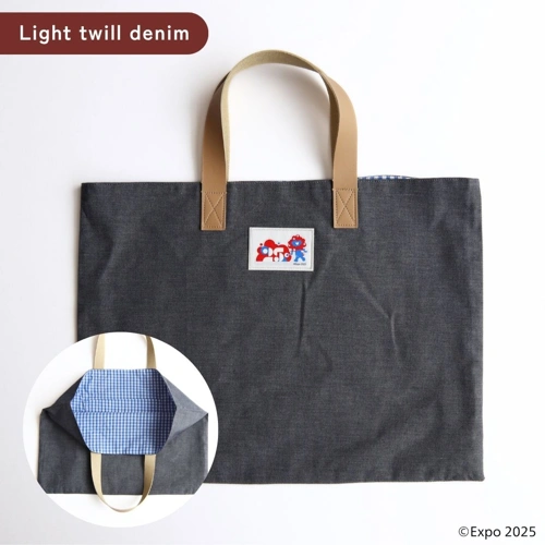 EXPO2025 ミャクミャク 播州織 横型 biscuit tote bag light twill denim