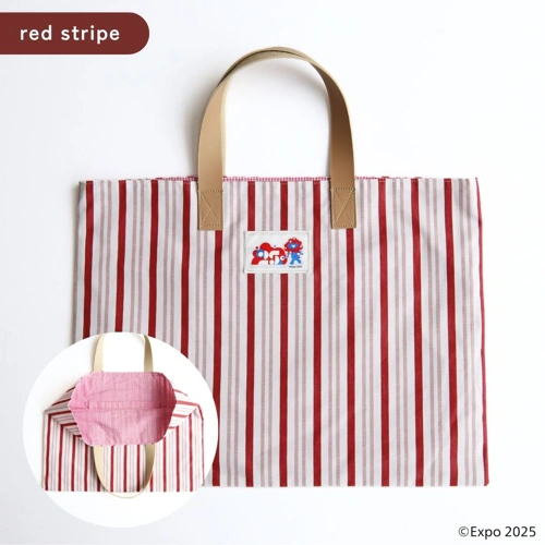 EXPO2025 ミャクミャク 播州織 横型 biscuit tote bag red stripe