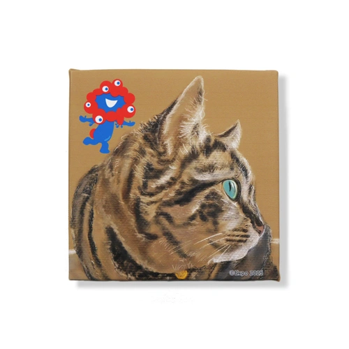 EXPO2025 ミャクミャク キャンバスジクレー印刷 猫とミャクミャク S0号