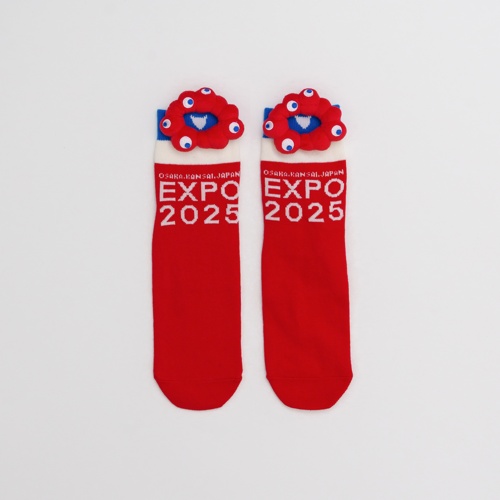 EXPO2025 ミャクミャク ソックス ぬいぐるみ付 レッド 23-25cm LADIES