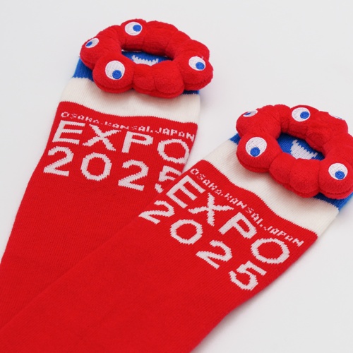 EXPO2025 ミャクミャク ソックス ぬいぐるみ付 レッド 23-25cm LADIES