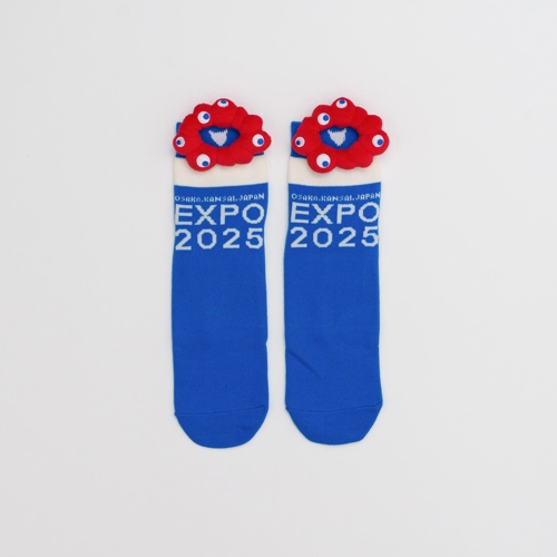 EXPO2025 ミャクミャク ソックス ぬいぐるみ付 ブルー 23-25cm LADIES