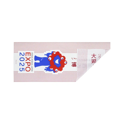 EXP02025 ミャクミャク 手ぬぐい 豆絞り 赤