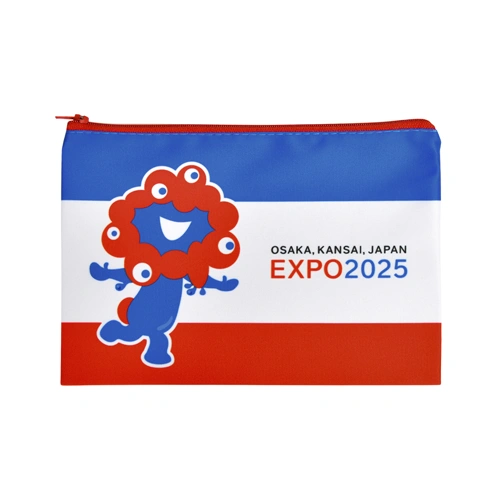 EXP02025 ミャクミャク ジッパーポーチ 青赤ライン