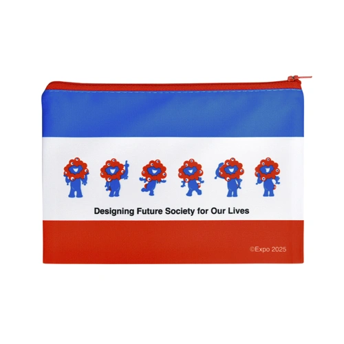 EXP02025 ミャクミャク ジッパーポーチ 青赤ライン