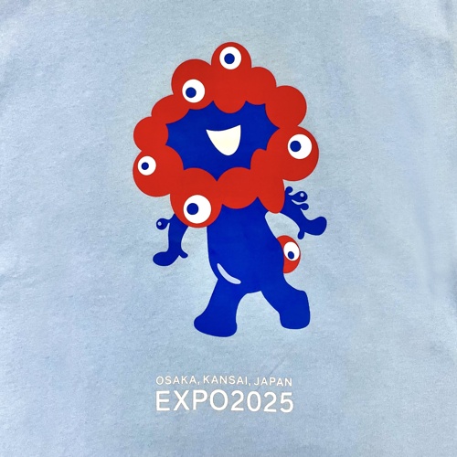 EXPO2025 ミャクミャク キッズTシャツ 前後大プリント サックス