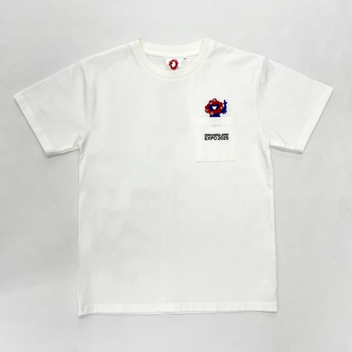 EXPO2025 ミャクミャク キッズTシャツ 刺繍ポケット オフホワイト