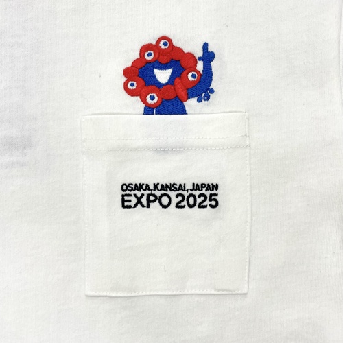 EXPO2025 ミャクミャク キッズTシャツ 刺繍ポケット オフホワイト
