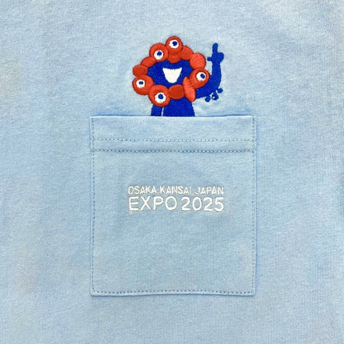 EXPO2025 ミャクミャク キッズTシャツ 刺繍ポケット サックス