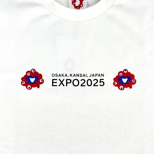 EXPO2025 ミャクミャク キッズTシャツ 刺繍×ロゴ ホワイト