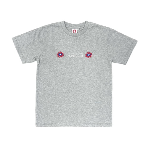 EXPO2025 ミャクミャク キッズTシャツ 刺繍×ロゴ グレー