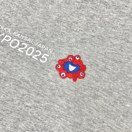 EXPO2025 ミャクミャク キッズTシャツ 刺繍×ロゴ グレー