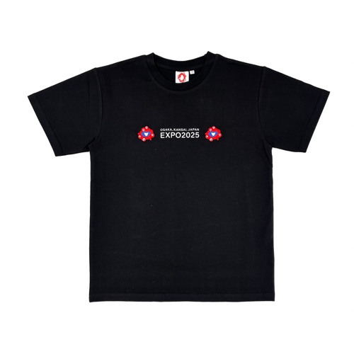 EXPO2025 ミャクミャク キッズTシャツ 刺繍×ロゴ ブラック