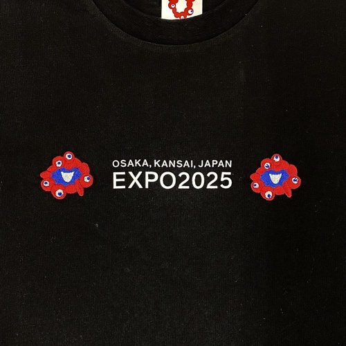 EXPO2025 ミャクミャク キッズTシャツ 刺繍×ロゴ ブラック