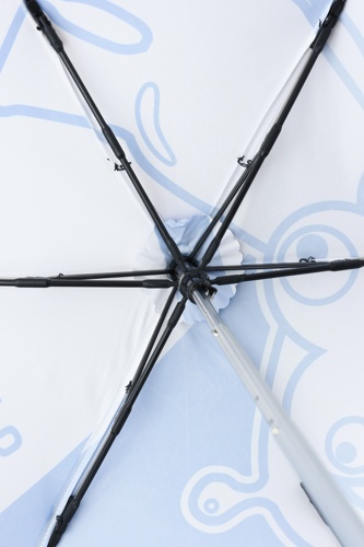 EXPO2025 ストライプミャクミャク 一枚張り風折り畳み雨傘 アオ